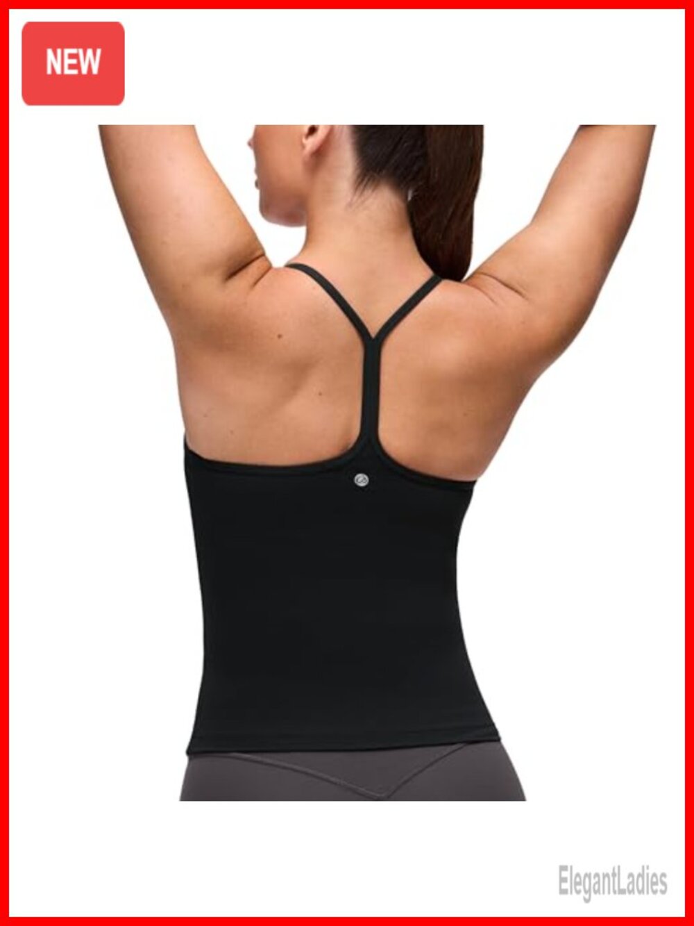 Butterluxe Y Back Tank Top Slim Fit Shelf Bra Cropped Yoga Workout Top
